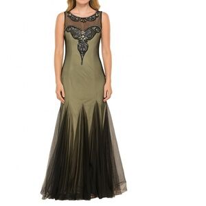 DEB brand formal dress gown mermaid style jeweled neckline sleeveless SZ 7/8